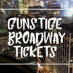 Weiße Schrift auf Bild von new York "Günstige Broadway Tickets"